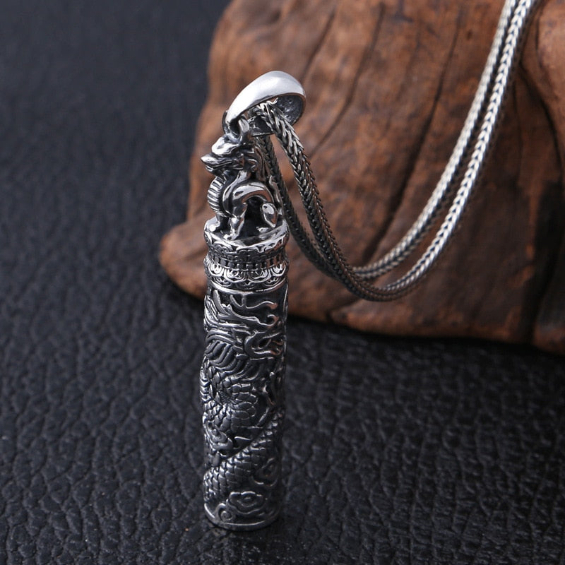 Leather and silver necklace pendant holder