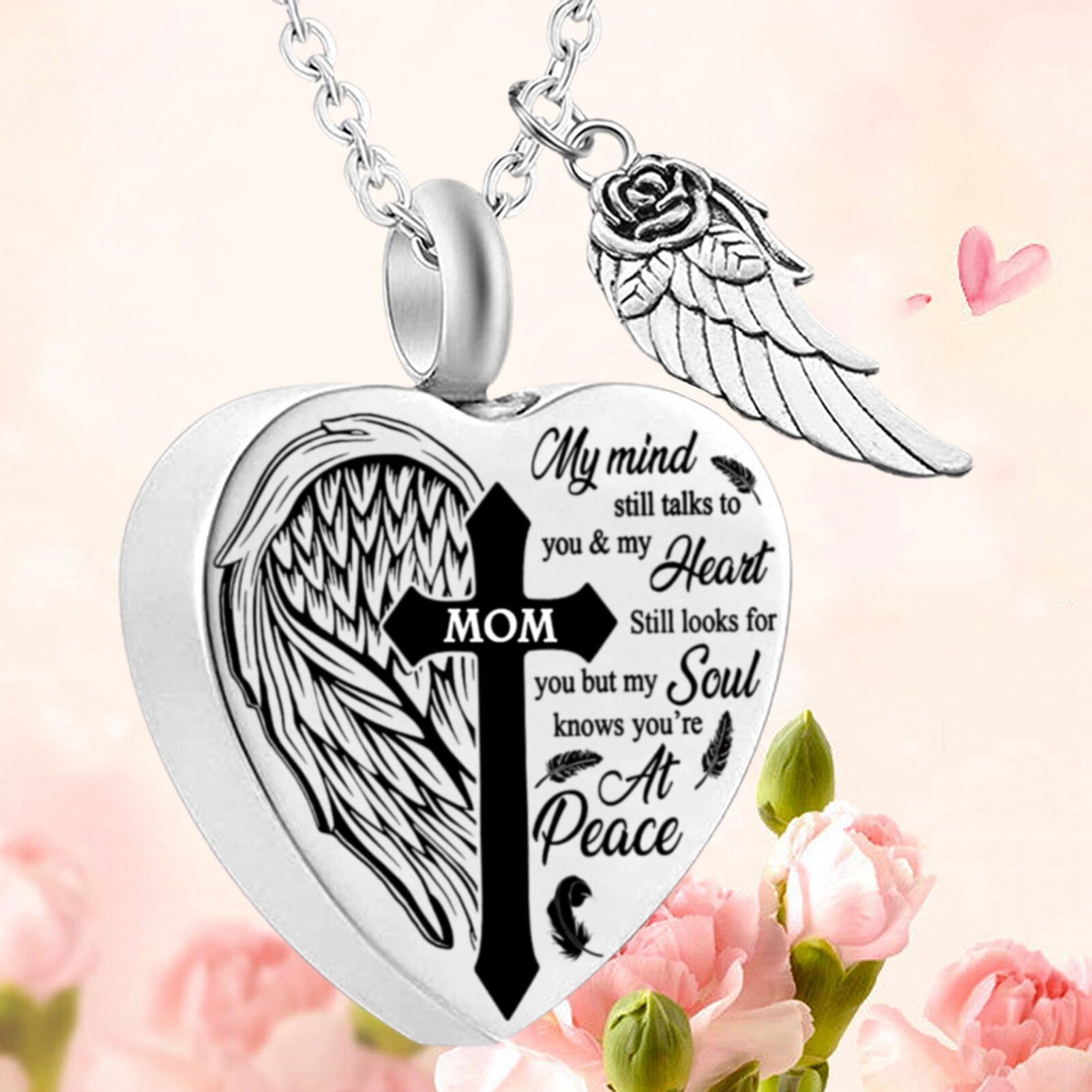 Cremation Jewelry Crystal Heart Urn Necklace For Ashes For Mom-engraved My  Mother My Friend Glass Heart Urn Jewelry - Necklace - AliExpress