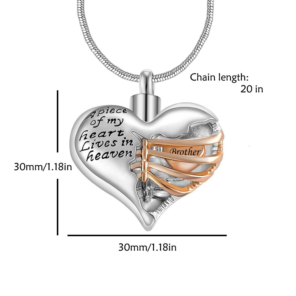 Cylinder Heart Cremation Necklace Jewelry - CREMATIONJEWELRYHUB