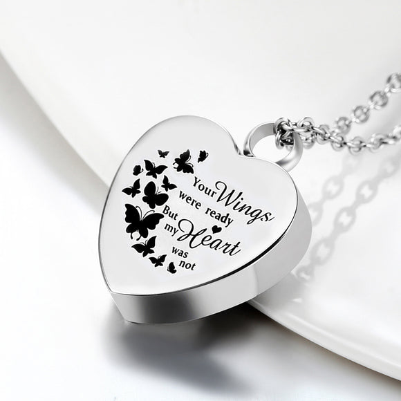 Buy Cylinder Urn Necklace for Ashes Butterfly Cremation Jewelry for Ashes  Memorial Keepsake Pendant with Angel Wing Round Tag Stainless Steel  Remembrance Jewelry, Stainless Steel, No Gemstone at Amazon.in